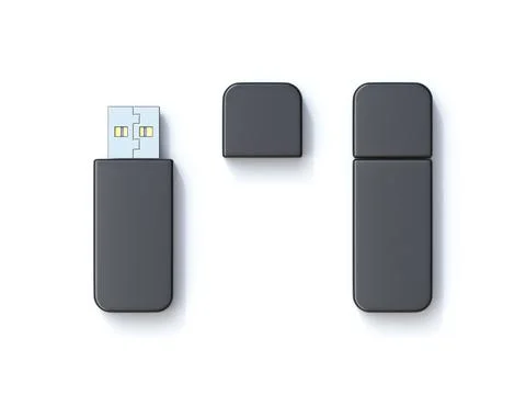 Black usb flash drive template 3D Stock Illustration