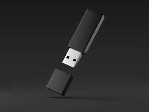 Black usb memory stick. 3d rendering Stock Photos