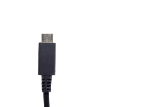 Black usb type C wire on isolated white background Stock Photos