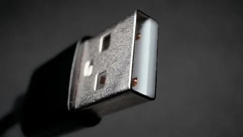 Black USB Type-A Cable Plug Lighting Up from Darkness Technology Video Stock Footage 344214032