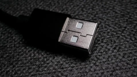Black USB Type-A Cable Plug Light Up Technology Video Stock Footage 344328851