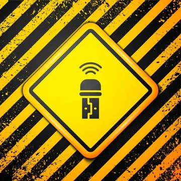 Black Usb wireless adapter icon isolated on yellow background. Warning sign Stock Illustration