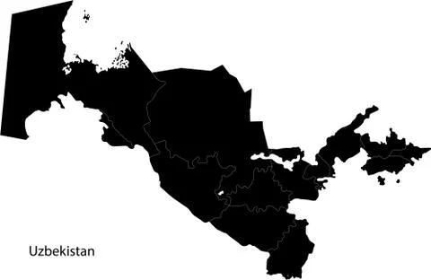 Black Uzbekistan map Stock Illustration