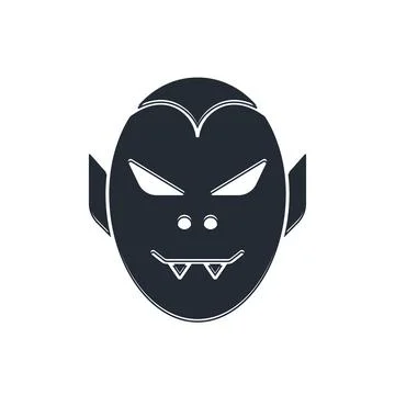Black Vampire icon isolated on white background. Happy Halloween party.  Vect Stock Illustration