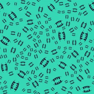 Black Vampire teeth icon isolated seamless pattern on green background. Happy Stock Illustration