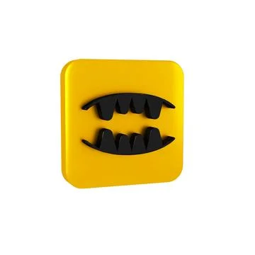 Black Vampire teeth icon isolated on transparent background. Happy Halloween 스톡 일러스트