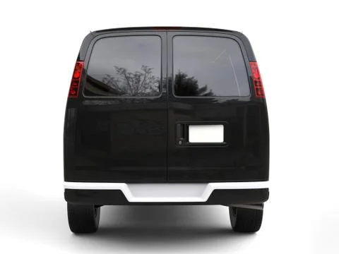 Black van - back view - 3D illustration Stock Illustration
