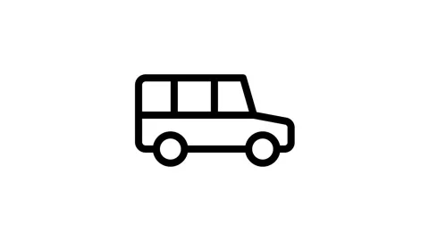 Black van icon, representing transportation or delivery services. Stock Footage 335123849