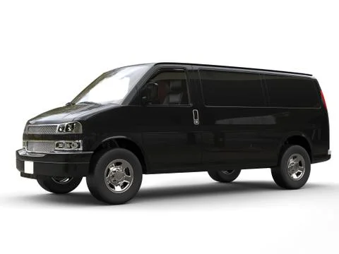 Black van - side view - 3D illustration Stock Illustration