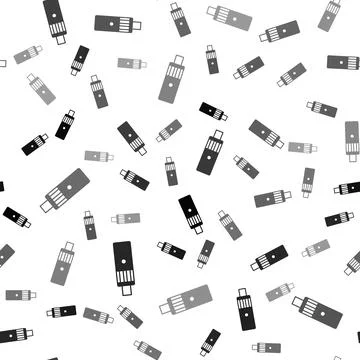 Black Vape mod device icon isolated seamless pattern on white background. Vape Stock Illustration