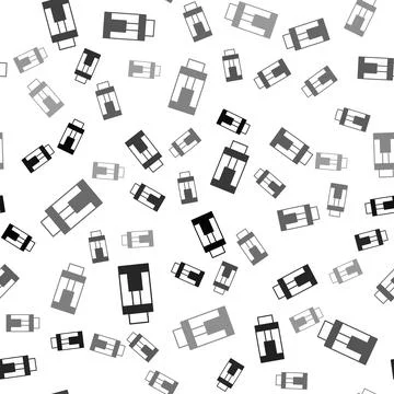 Black Vape mod device icon isolated seamless pattern on white background. Vape Illustrazione stock
