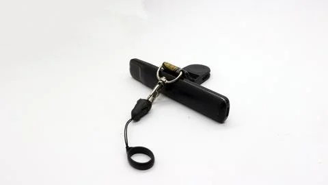 Black vape or electronic cigarette with hanger Stock Photos