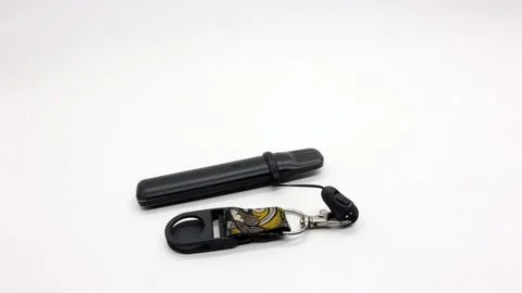 Black vape or electronic cigarette with hanger Stock Photos