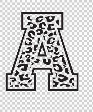 Black Varsity Half Font Leopard Character 36 print animal Stock Illustration