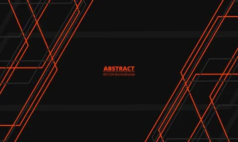 Black vector abstract background with red and gray geometric shapes and lines Stock Illustration