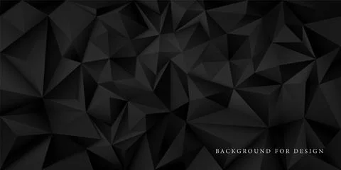 Black vector abstract geometric pattern. Dark polygon texture. 3d creative Stock Illustration