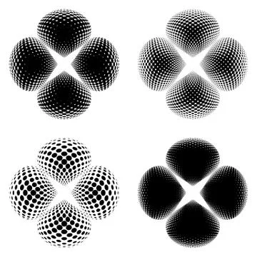 Black vector abstract halftone flowers Иллюстрация