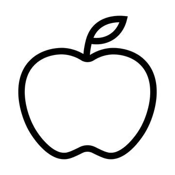 Black vector apple icon on white background Illustrazione stock