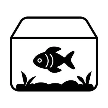 Black vector aquarium icon on white background Stock Illustration