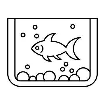 Black vector aquarium icon on white background Illustrazione stock
