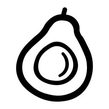 Black vector avocado icon on white background Stock Illustration