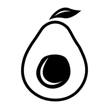 Black vector avocado icon on white background Stock Illustration