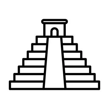 Black vector aztec temple icon on white background Ilustración de archivo