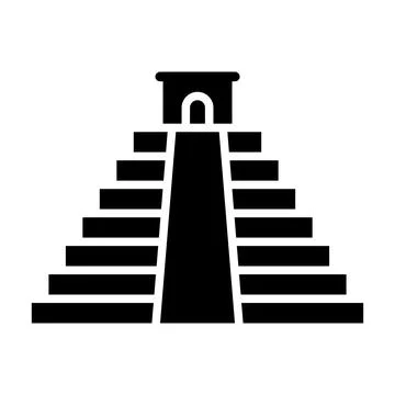 Black vector aztec temple icon on white background Ilustración de archivo