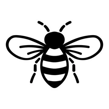 Black vector bee icon on white background Stock Illustration