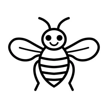 Black vector bee icon on white background Illustrazione stock