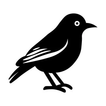 Black vector bird icon on white background Illustrazione stock