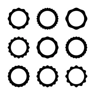 Black vector blank wavy edge circle stickers イラスト素材