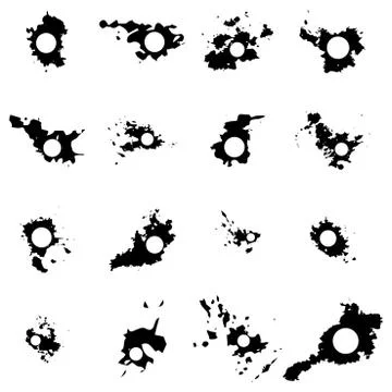 Black vector blots with space for inscriptions. Seth blots on a white backgro Stock Illustration