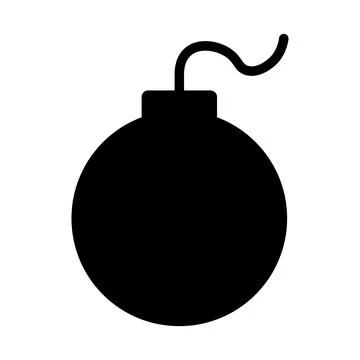 Black vector bomb icon on white background Stock Illustration
