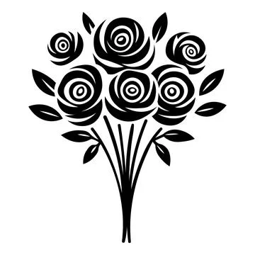 Black vector bouquet icon on white background Stock Illustration