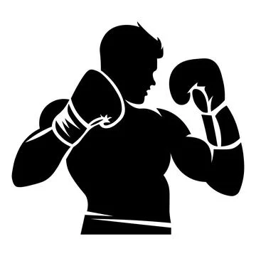 Black vector boxer icon on white background Stock Illustration