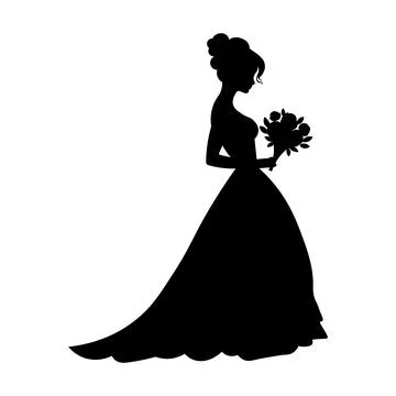 Black vector bride icon on white background Stock Illustration