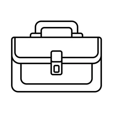 Black vector briefcase icon on white background Stock Illustration