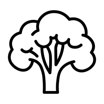 Black vector broccoli icon on white background Stock Illustration