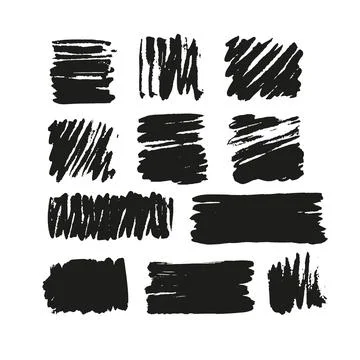 Black vector brush strokes of paint on white background. Rectangular paint spots Stock-Illustration