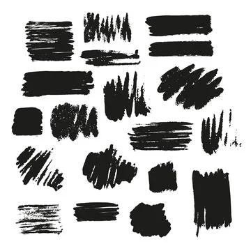 Black vector brush strokes of paint on white background. Paint spots Stock Illustration