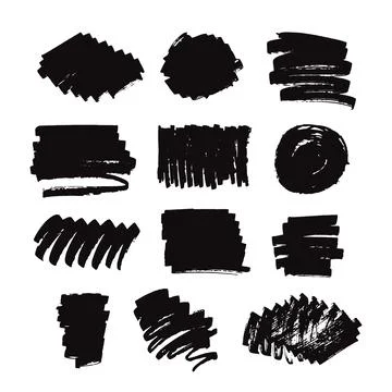 Black vector brush strokes of paint on white background Stock Illustration