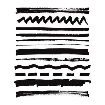 Black vector brush strokes of paint on white background Stock Illustration