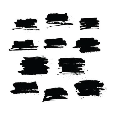 Black vector brush strokes of paint on white background Stock Illustration