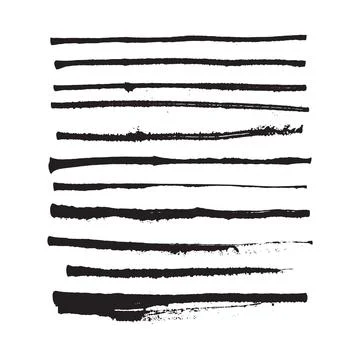 Black vector brush strokes of paint on white background Stock Illustration