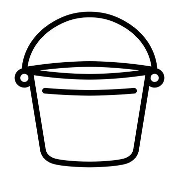 Black vector bucket icon on white background Stock Illustration
