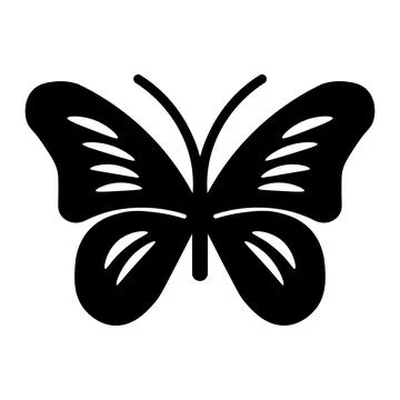 Black vector butterfly icon on white background Stock Illustration
