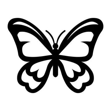 Black vector butterfly icon on white background Stock Illustration
