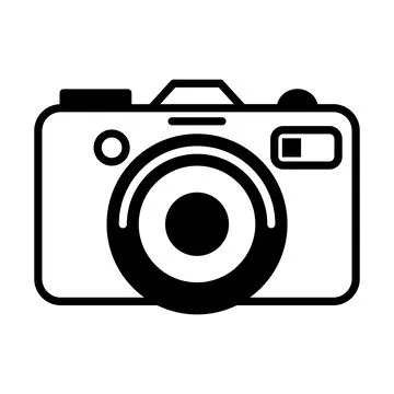 Black vector camera icon on white background Stock Illustration