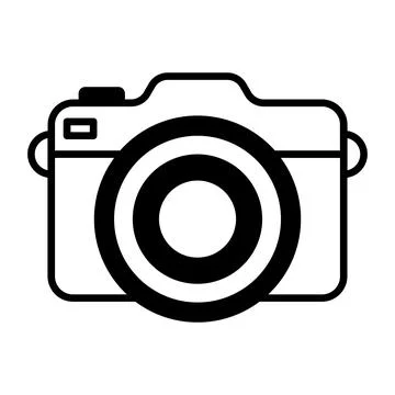 Black vector camera icon on white background Stock Illustration